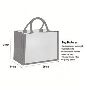 Sac fourre-tout en jute personnalisé de qualité supérieure, vente chaude en usine, avec logo personnalisé, sac de courses écologique avec poche intérieure en toile - Product Image 6