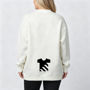 Wholesale Loose Fit Mock Neck Jumper Custom Applique Embroidery Logo Soft Fleece Oversized Cotton Sweater Luxury Sweatshirt - Product Image 4