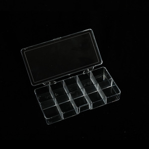 Clear Plastic Storage Box 10 Compartment Rectangular With Lid For Jewelry Organizers Daily Necessities - Product Image 3