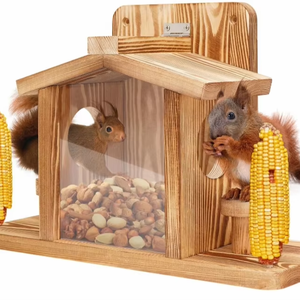 Çevre dostu Modern ahşap sincap besleyici asılı tohum kafes küçük açık hayvanlar için bahçe dekorasyon gıda konteyner ahşap - Product Image 1