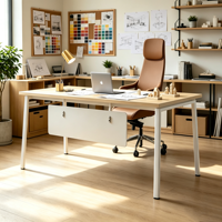 Table de bureau moderne pour cadres avec pieds en métal, design simple, poste de travail pour manager, bureau commercial
