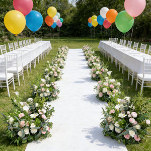 Centro de Mesa con Camino de Rosas Artificiales Blancas y Rosas para Decoración de Bodas y Navidad, Tamaño Personalizable - Product Image 3