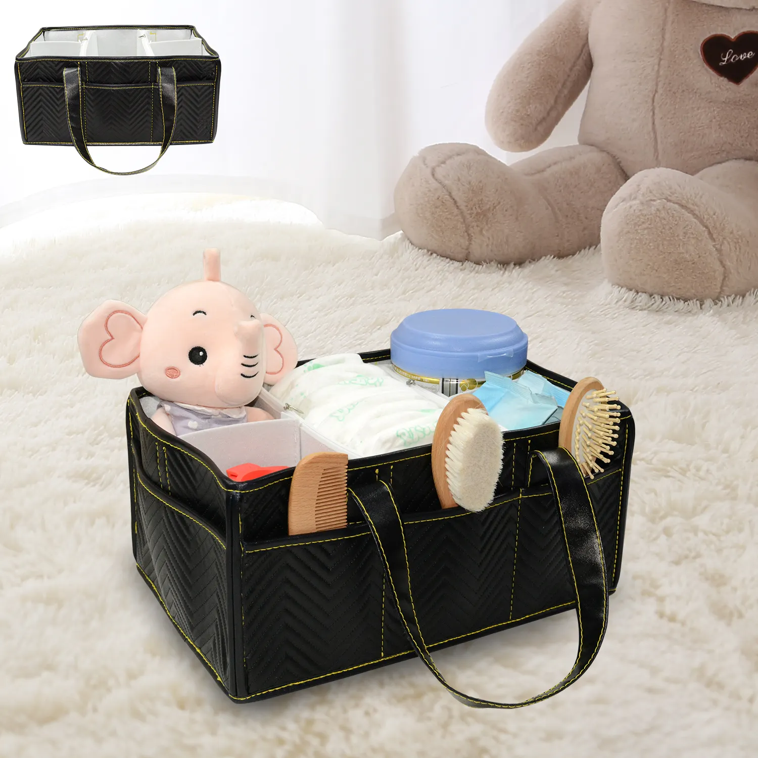 Waterdichte Pu Baby Luier Caddy Grote Baby Essentials Organizer Draagtas Baby Shower Mand Luier Caddy Organizer