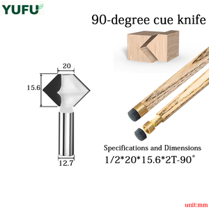 Couteau à rainurer diamanté YUFU pour club de billard, à insertion, à angle de coupe triangulaire en V de 90 degrés - Product Image 4