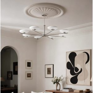 Lámpara de techo estilo Bauhaus francés, 8 luces LED, redonda, con múltiples cabezales, para sala de estar, dormitorio, estudio, comedor - Product Image 1