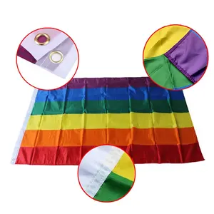 3X5 Kaki Pengiriman Cepat Warna Cerah Tahan UV Grosir Poliester LGBT Gay Pride Rainbow Flag