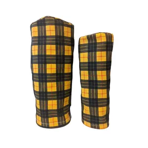 Toptan baskılı ekose dayanıklı Polyester Golf kulübü ahşap kapak Golf varil 460cc sürücü Headcovers