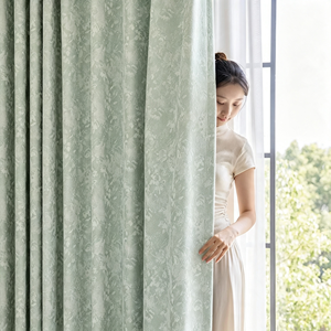 Tende Oscuranti Jacquard con Motivo Floreale Stile Downton Abbey, Verde Salvia, Drappeggi Plissettati alla Francese per Soggiorno, Vendita all'Ingrosso al Metro - Product Image 2