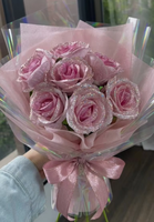 Rose artificielle exclusive scintillante faite à la main, en poudre d'or et cristal, fleurs bleues Enchantress, fleurs rouges artificielles, Saint-Valentin