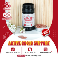 Coenzyme Q10, levure de riz rouge et niacine en mélange, source de vitalité pure pour adultes matures, vente en gros, marque privée OEM, 60 gélules
