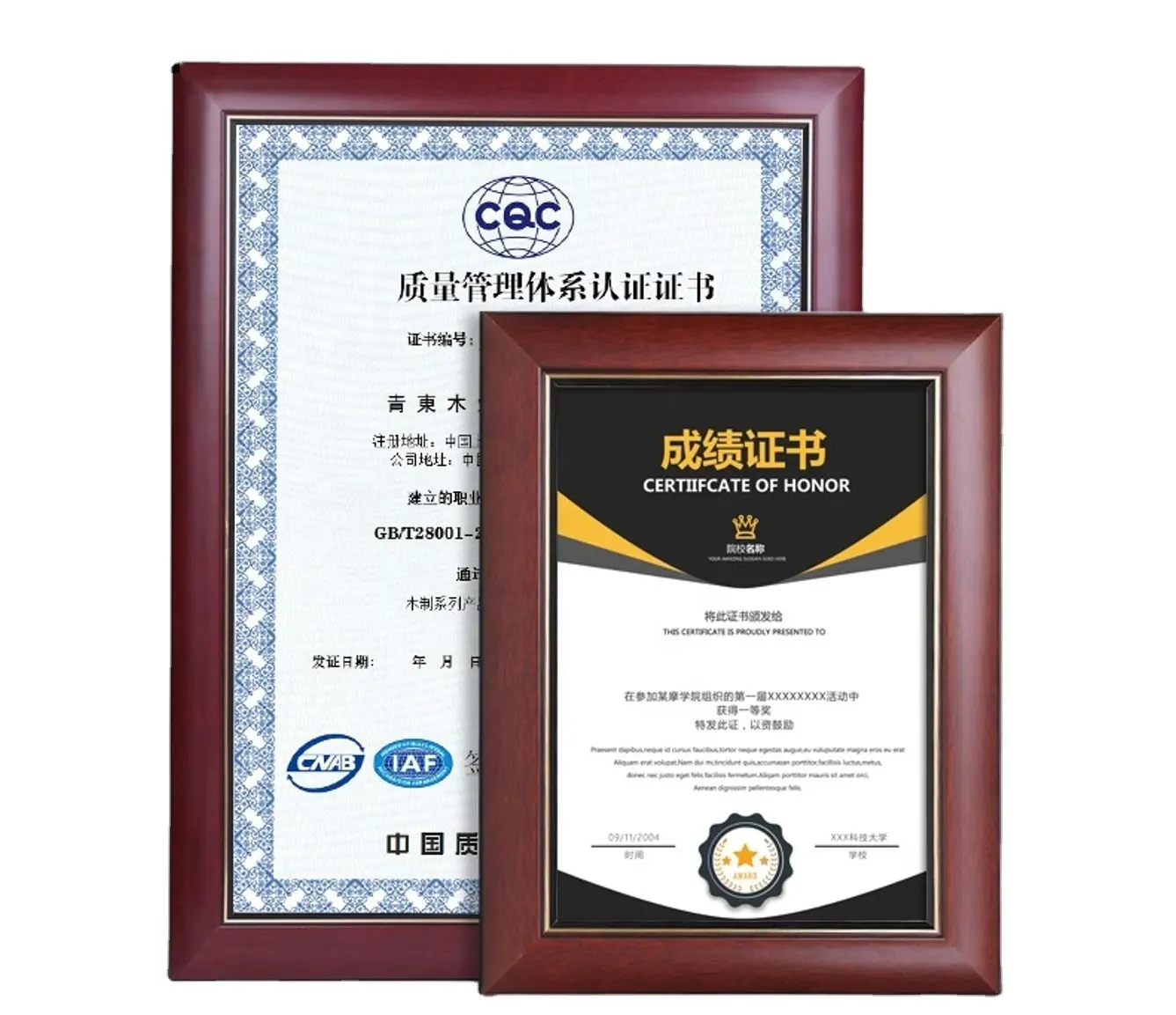 high quality Eco Friendly simple design classic solid wood academic certificate digital printing diploma portrait photo frame