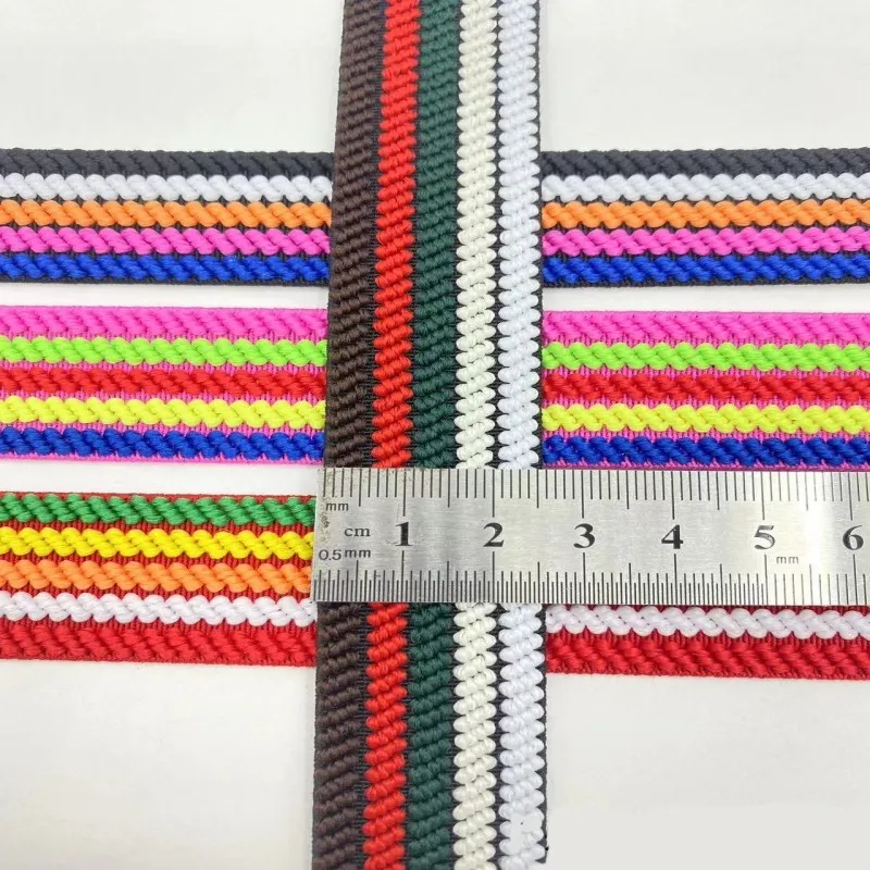 Stock ethnic style elastic band flat and wide elastic webbing multi-color thickened striped elastic for garment accessories