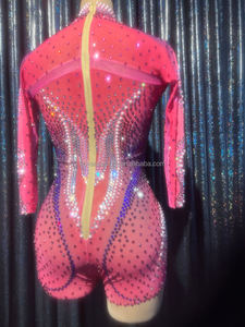 Novance – <span class=keywords><strong>Lingerie</strong></span> Sexy 2022, rose brillant, cristaux, perles, combinaison élégante, courte, Club, scène, body - Product Image 3