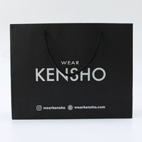 Sacs en papier personnalisés Cadeau : Recyclable, Luxueux LOGO doré imprimé, Noir, Shopping avec poignée en corde