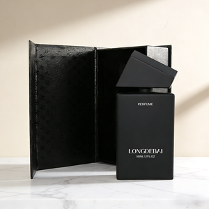 High-quality Customizable Men's square 50ml and 100ml Transparent Matte Black Glass <b>Perfume</b> Spray <b>Bottles</b> and Paper Boxes - Product Image 5