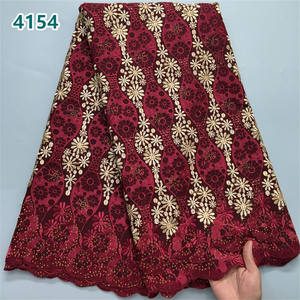 Di alta qualità africano ricamo tessuto di cotone con cristalli all'ingrosso svizzero Voile pizzo per le donne abiti da festa 4154 da cucire - Product Image 1