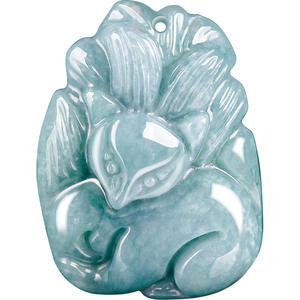 Подвеска из натурального жадеита голубая вода, девятихвостая лисица, мужские и женские украшения из нефрита, оптовая продажа, сертификат оценки, DW19 - Product Image 5