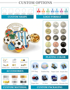 Badges personnalisés à épingler, motifs football, sport, logo métallique plaqué, épingles en émail souple ou dur, tendance - Product Image 4