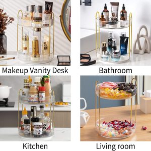 Organizador de maquillaje de baño giratorio 360, tocador de cuidado de la piel de encimera de plástico con función giratoria de Perfume, almacenamiento <span class=keywords><strong>Lazy</strong></span> <span class=keywords><strong>Susan</strong></span> - Product Image 6