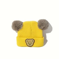 Gorros de Bebé al por Mayor, Lindos Gorros con Orejas de Oso, Tejidos en Poliéster/Algodón, Cálidos para Invierno, para Viajes y Actividades al Aire Libre, para Niños