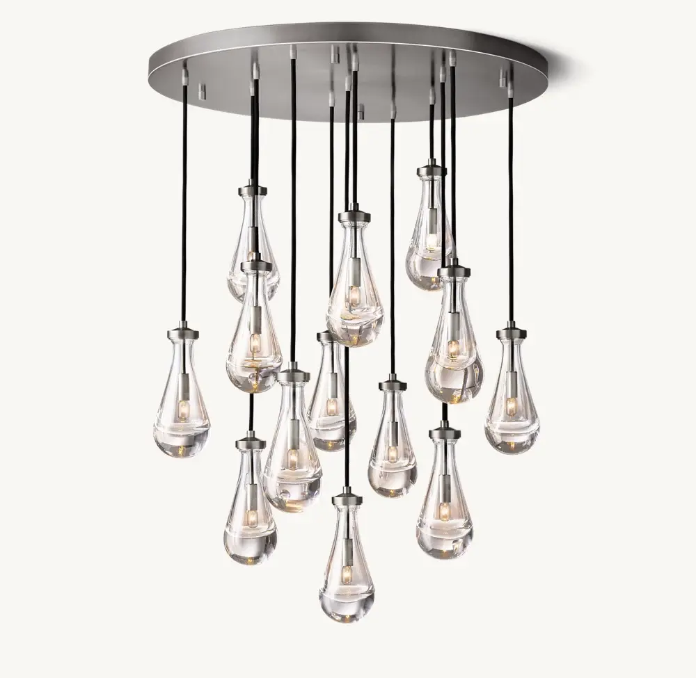 Sunwe Contemporary Chandelier with Crystal Chrome Pendant Light Fixture 36 inch Rain Round Chandelier