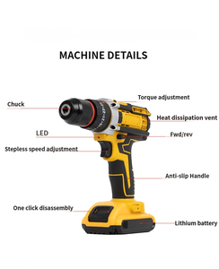 Perceuse à main Dewei haute puissance à double tête avec batterie lithium-ion, mandrin métallique trois fonctions et boîte personnalisable - Product Image 5