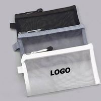 Étui à crayons transparent en maille avec fermeture éclair - Grande capacité, pochette transparente pour stylos, fournitures scolaires, cadeau promotionnel