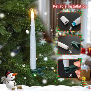 <span class=keywords><strong>16</strong></span> <span class=keywords><strong>bougies</strong></span> LED sans flamme pour sapin de Noël, longues, avec clips verts, télécommande incluse, pour la décoration du sapin de Noël, 6,3 pouces - Product Image 3