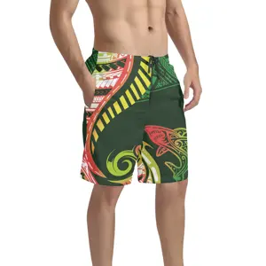 Mannen Shorts Polyester Snel Droog Strand Shorts Badpak Bloem Aloha Hawaiian Patroon Surf Polynesische Zwembroek Met Mesh