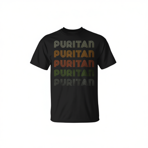 T-shirt Puritan style grunge vintage noir à col rond pour homme - Product Image 2