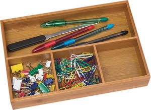 SINCERE International 824 Bandeja organizadora de <span class=keywords><strong>4</strong></span> compartimentos de madera de bambú moderna 11 5/8 \ "X <span class=keywords><strong>7</strong></span> <span class=keywords><strong>7</strong></span>/8 \" X 1 3/<span class=keywords><strong>4</strong></span> \ "Herramientas rectangulares - Product Image 2
