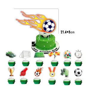 新款创意足球蛋糕种植旗卡通运动主题蛋糕装饰套装蛋糕配料