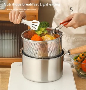 <span class=keywords><strong>Casserole</strong></span> en acier inoxydable avec couvercle en verre et panier passoire à pâtes - Ensemble <span class=keywords><strong>de</strong></span> 3 casseroles multifonctionnelles pour la cuisine à domicile - Product Image 2