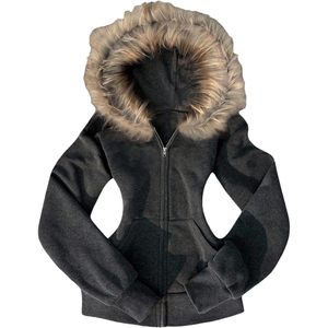 Sweat-shirt à capuche zippé personnalisé pour femme, en molleton doux à manches longues, avec poches, style streetwear, en polyester et coton tricoté - Product Image 4