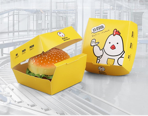 Tùy Chỉnh Dùng Một Lần Cấp Thực Phẩm Tông Hamburger Bao Bì Giấy <span class=keywords><strong>Burger</strong></span> <span class=keywords><strong>Box</strong></span> - Product Image 4
