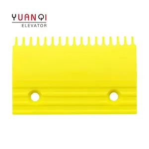 Placa de Peine amarillo fluorescente para escalera mecánica Hitachi izquierda 2250722 15 dientes 17 dientes 19 dientes Placa de peine para escalera mecánica de plástico