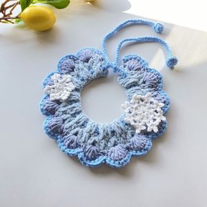 Cute paw print bibs, little <b>flowers</b>, handmade knitted pet scarves, snowflake-patterned pet bibs, <b>sweet</b> accessories. - Product Image 4