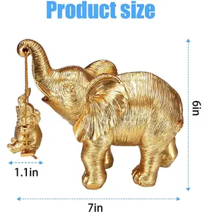 Estatua de Animal de resina hecha a mano para decoración del hogar, Elefante Dorado de alta calidad