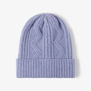 Gorro de lana con pelo blanco para mujer, gorro de lana de punto térmico grueso para invierno, venta al por mayor - Product Image 6