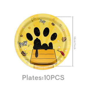 Assiettes et serviettes en papier chiot 7/9 pouces, décorations de fête d'anniversaire et fournitures de baby shower sur le thème mignon de dessins animés japonais, motif maison de chien jaune - Product Image 3