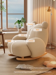 כיסא נדנדה מעץ חורף ספה עצלה למרפסת ליחיד קרם סִגְנוֹן כורסה סלון ספוג בעל חוסן גבוה - Product Image 4