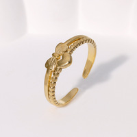 Bague ouverte hypoallergénique en acier inoxydable pour femme, motif nœud d'amour simple et minimaliste, ne ternit pas, mignonne et élégante, vente en gros