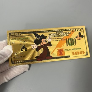 Banconota in plastica dorata a forma di topo dei cartoni animati, con lamina d'oro su entrambi i lati, denaro finto da $100, carta dorata da collezione per Natale dei bambini - Product Image 5