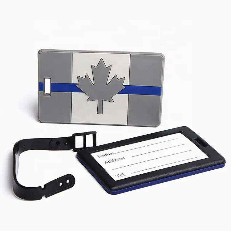 Wholesale Custom 3D Embossed Brand Logo Soft PVC Travel Luggage Tag mit Belt und Paper Card