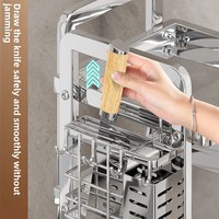 Étagère à épices en métal pour comptoir de cuisine, organisateur de rangement multifonctionnel pour couteaux, baguettes et support de découpe
