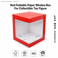 Scatola di Lusso Personalizzata per Giocattoli con Finestra Trasparente in Plastica Lucida Rossa per Figure da Collezione, Nuovo Design per il Mercato USA