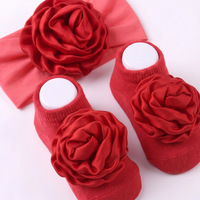 Set Ikat Rambut dan Kaus Kaki Bayi, Hiasan Bunga Besar yang Lucu, Set Bayi Serbaguna dan Nyaman