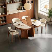 Table à manger ovale extensible moderne de luxe en marbre et bois massif, 4 à 6 places, meubles gain de place pour salle à manger et cuisine