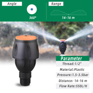 Arroseur automatique bidirectionnel pour jardin, buse de jardin à rotation 360°, système d'irrigation automatique pour pelouse, portée de pulvérisation de 65 pieds - Product Image 2