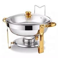 Réchaud à alcool rond doré de haute qualité, auto-chauffant, isolant thermiquement, pour la restauration commerciale, les restaurants et les banquets
